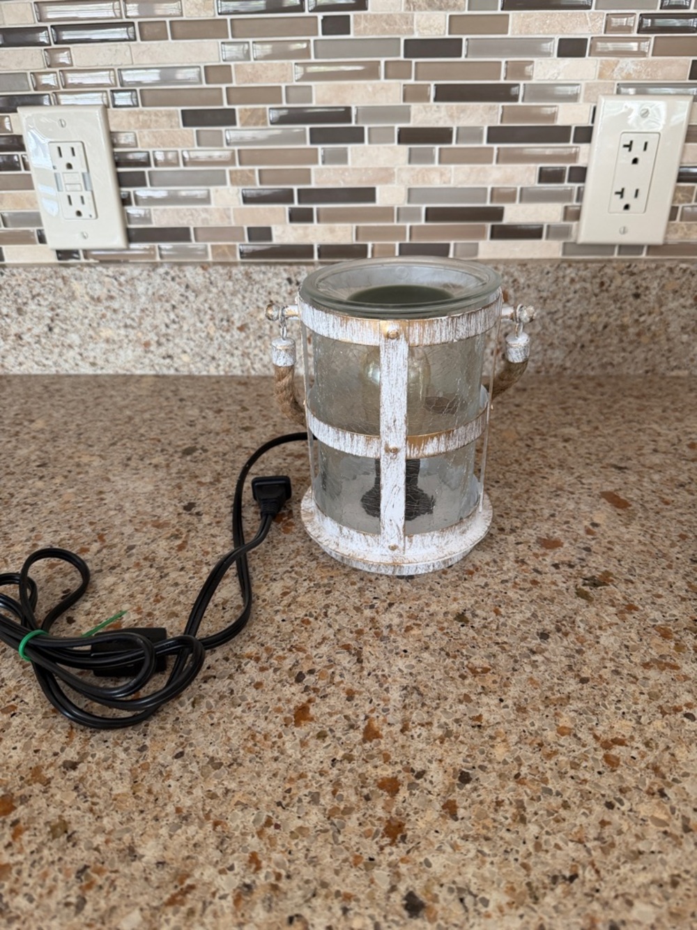 scentsy Rustic  White Glass Lantern Wax Warmer